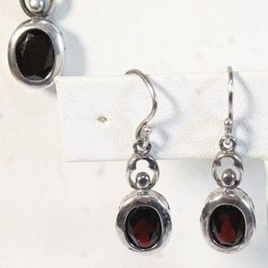 Garnet Necklace and Earring Set 925 Silver